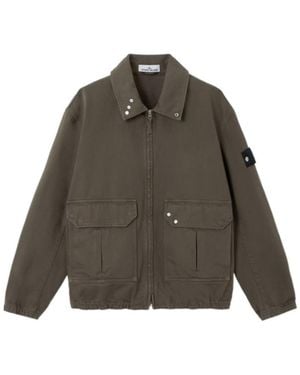 Stone Island Denim Coach Jacket - Green