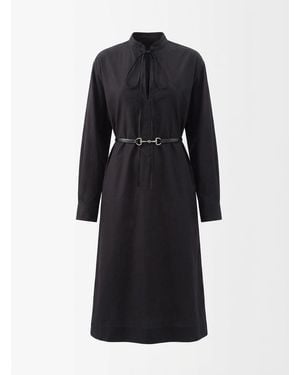 Gucci Horsebit Belt Poplin Dress - Black