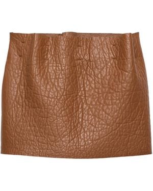 Prada Nappa Leather Mini Skirt - Brown