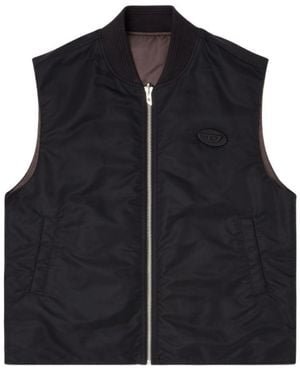 DIESEL W-Type-D1-Sl Padded Reversible Satin Vest - Black