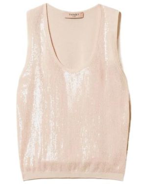 Twinset Sequin-Embellished Vest - Natural