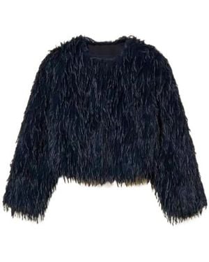 Twinset Cropped Faux Fur Jacket - Blue