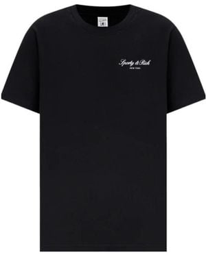 Sporty & Rich Logo-Print Cotton T-Shirt - Black
