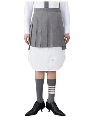 Thom Browne Pleated Mini Skirt - Gray
