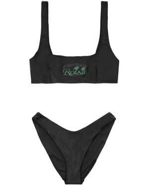 ROTATE BIRGER CHRISTENSEN Logo Print Two-Piece Bikini Set - Black