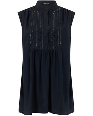 Fabiana Filippi Pleated Embellished Sleeveless Top - Blue