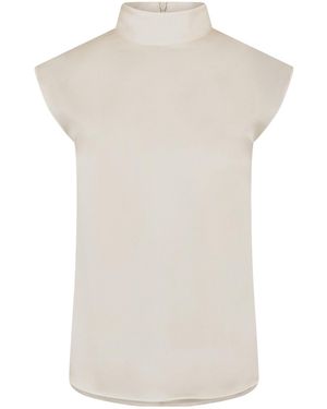 BOSS Satin Sleeveless Top - White