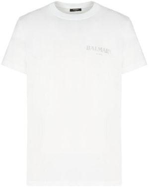 Balmain Logo Printed Crewneck T-Shirt - White