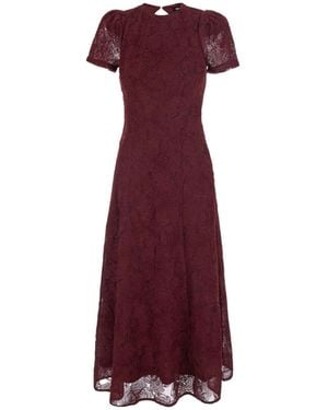 ROTATE BIRGER CHRISTENSEN Floral Mesh Lace Midi Dress - Purple