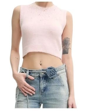 Aniye By Crystal-Embellished Sleeveless Top - Blue
