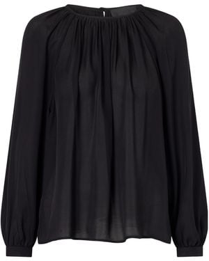 Nili Lotan Gathered Silk-Chiffon Blouse - Black