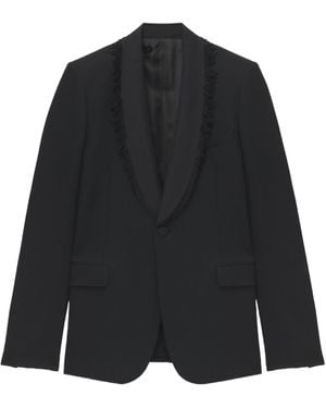 McQueen Frayed Lapel Single-Breasted Jacket - Black