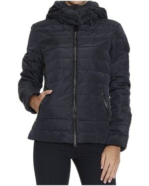 Armani Jeans Logo Hooded Down Jacket - Blue
