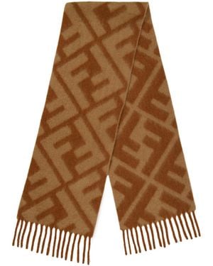 Fendi Medium Thickness Alpaca Wool Scarf - Brown