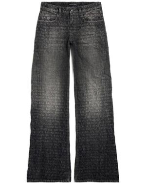Balenciaga Logo Detailed Flared Jeans - Grey