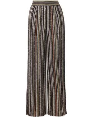 Missoni Sequined Striped Wide-Leg Casual Trousers - Brown
