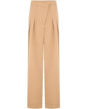 Veronica Beard Pleated Wide-Leg Trousers - Natural