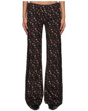R13 Boy Flare Tuxedo Printed Denim Pants - Black