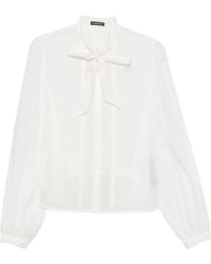 Ann Demeulemeester Bow-Detail Pinstripe-Trim Blouse - White