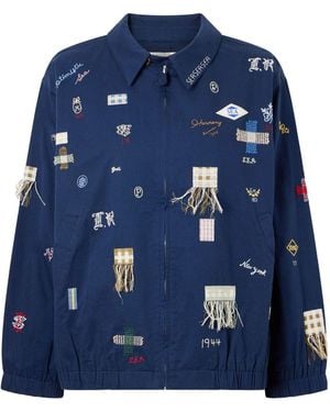 Sea Embroidered Denim Jacket - Blue