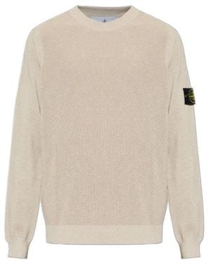 Stone Island Logo Patch Crewneck Jumper - White