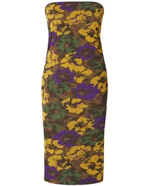 Saint Laurent Floral Motif Strapless Mini Dress - Multicolor