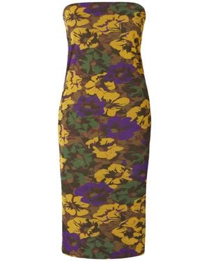 Saint Laurent Floral-Print Tulle Midi Dress - Multicolour