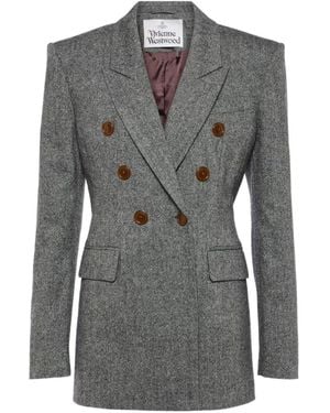 Vivienne Westwood Wool-Blend Double Breasted Blazer - Gray