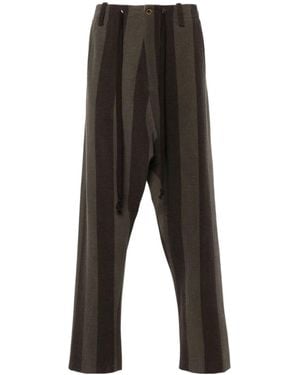 Uma Wang Tapered Leg Striped Trousers - Black