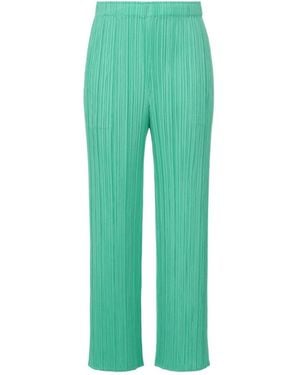 Pleats Please Issey Miyake Straight-Leg Pleated Trousers - Green