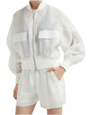 Brunello Cucinelli Striped Bomber Jacket - White