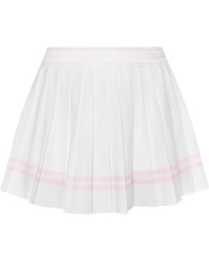 Sporty & Rich Vendome Script Pleated Midi Skirt - White