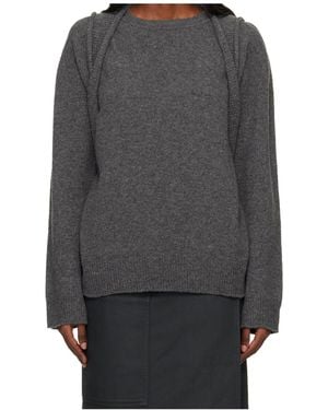 Issey Miyake Backpack Knit Long-Sleeve Sweater - Gray