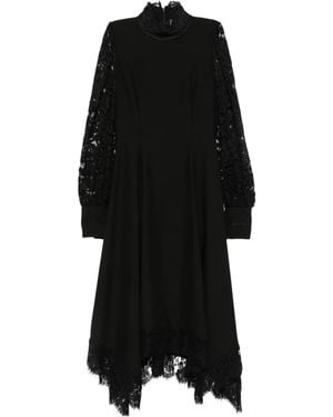 ERMANNO FIRENZE Asymmetrical Dress With Lace Splicing - Black