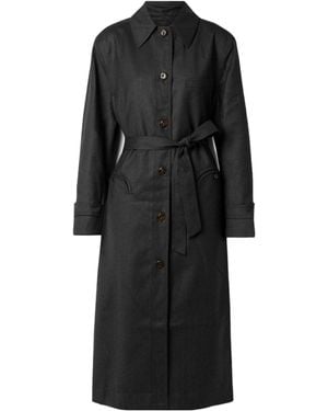 Blazé Milano Astoria Basoto Wool Trench Coat - Black