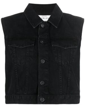 SLVRLAKE Denim Caroline Spread-Collar Denim Vest - Black