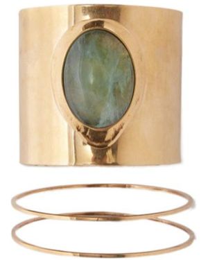 Ermanno Scervino Rigid Band Bracelet With Semi-Precious Light Hard Stone Cabouchon - Metallic