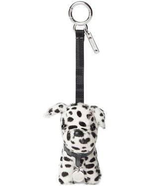 Fendi Ito Dog-Motif Leather Keyring - White