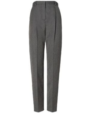 Tory Burch Mid-Rise Loose-Fit Trousers - Grey