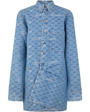 Off-White c/o Virgil Abloh Monogram Mini Shirt Dress - Blue