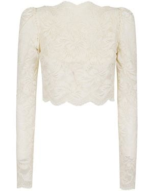Rabanne Long Sleeved Cropped Laced Top - White