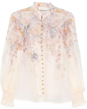 Zimmermann Floral-Print Silk-Blend Shirt - Pink