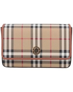 Burberry Checked Foldover-Top Shoulder Bag - Brown