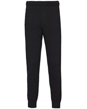 Prada Mid-Rise Fine-Knitted Track Trousers - Black