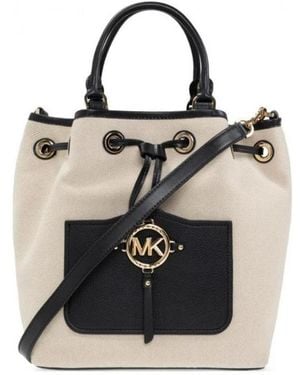 MICHAEL Michael Kors Two-Tone Leather-Trim Bucket Bag - Black