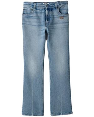 Miu Miu Logo-Embroidered Straight-Leg Jeans - Blue
