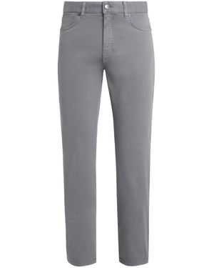 ZEGNA Logo Patch Slim-Cut Jeans - Grey