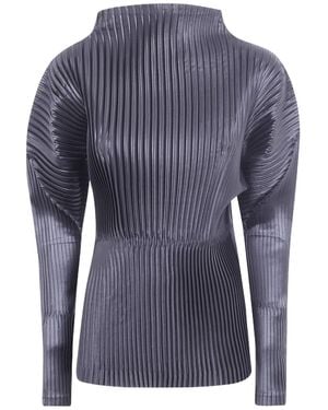 Issey Miyake Glossed Panels Pleats Top - Blue