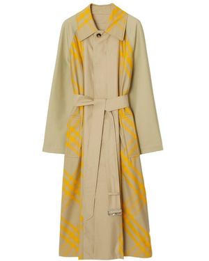 Burberry Checked Belted-Waist Reversible Trench Coat - Yellow