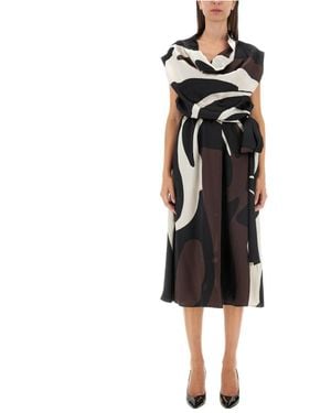Kiton Printed Elegant Midi Dress - Black